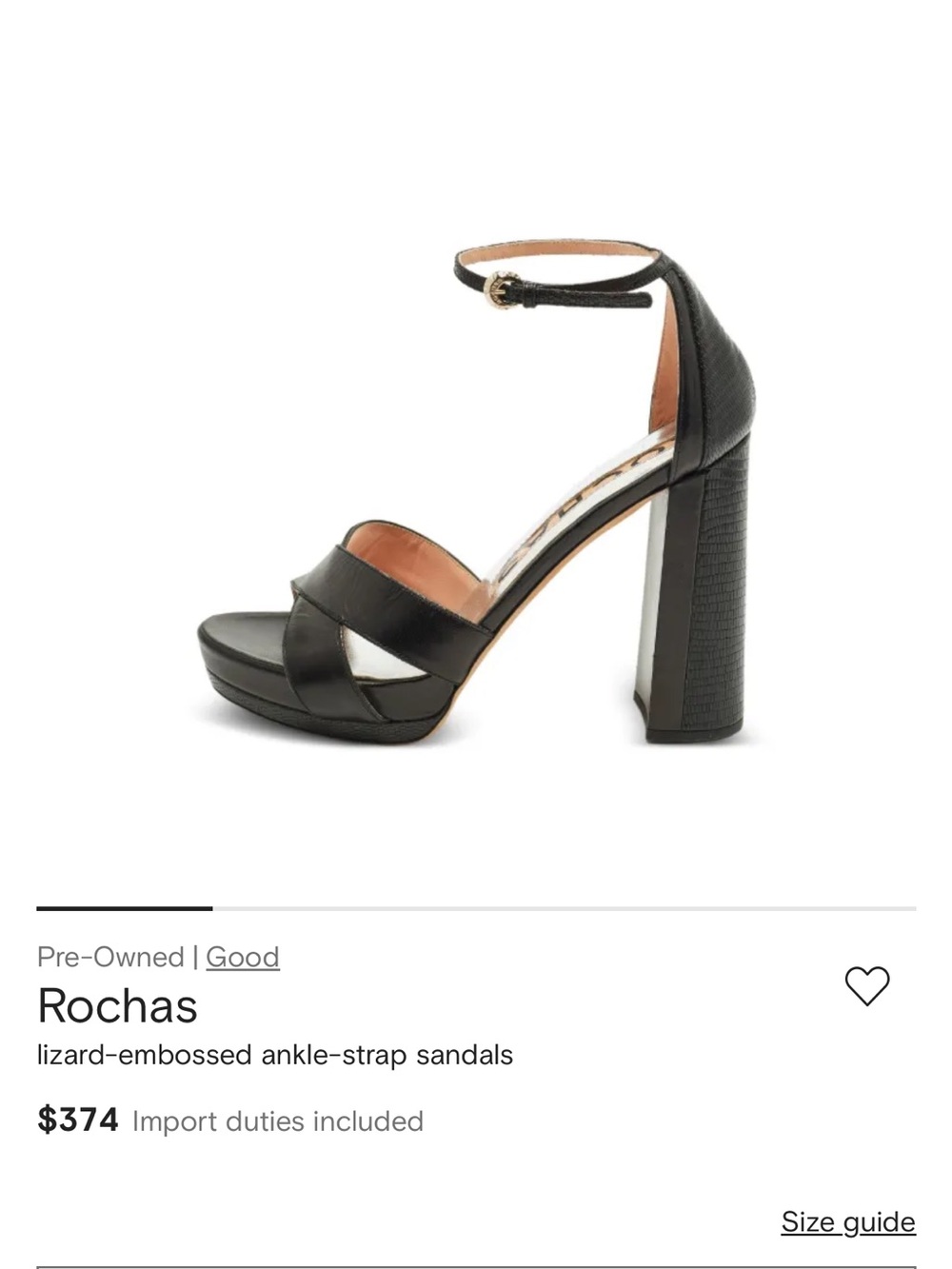 Rochas Black Lizard-Embossed Ankle-Strap Platform Sandals with Block Heel